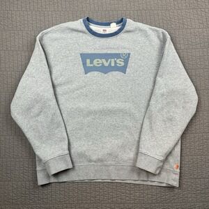 Levis Crewneck Sweatshirt Men Large Gray Relaxed Fit Orange Tab Fleece Casual